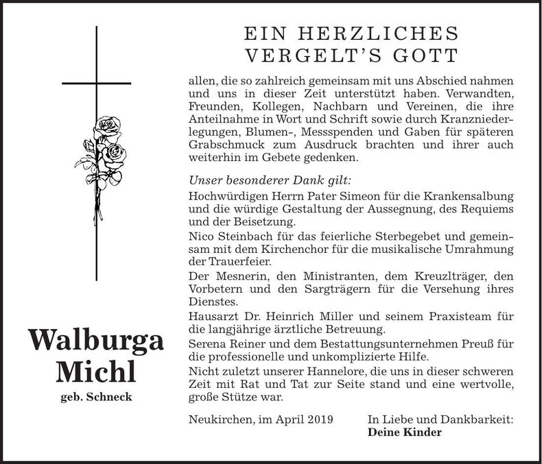 Traueranzeige Monika Michl