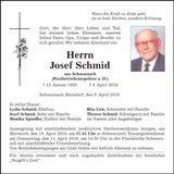 Traueranzeige Josef Schmid