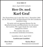 Traueranzeige Karl Dr. med. Graf