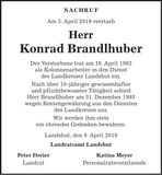 Traueranzeige Konrad Brandlhuber