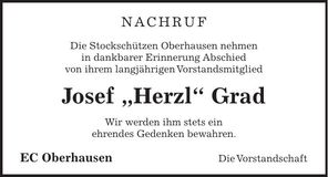Traueranzeige Josef Obermaier