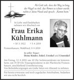 Traueranzeige Erika Kühlmann