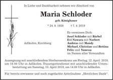 Traueranzeige Maria Schloder