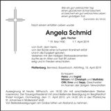 Traueranzeige Angela Schmid