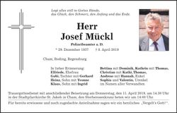 Traueranzeige Josef Mückl