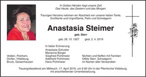 Traueranzeige Anastasia Steimer
