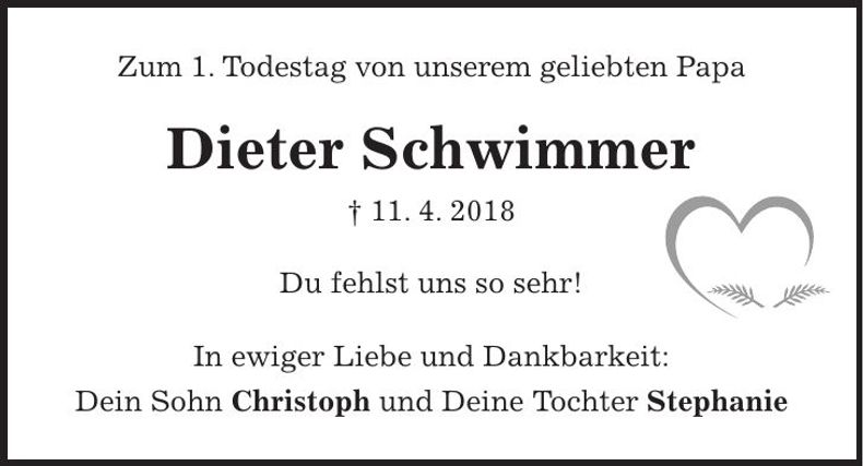 Traueranzeige Dieter Schwimmer