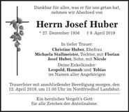Traueranzeige Josef Huber