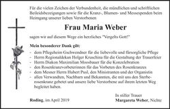 Traueranzeige Maria Weber