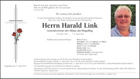 Traueranzeige Harald Link