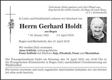 Traueranzeige Gerhard Holdt