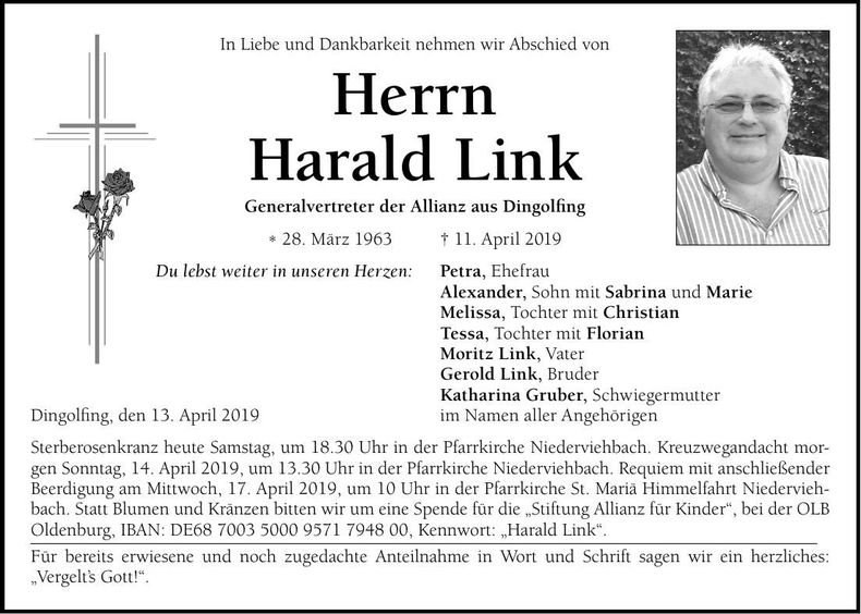 Traueranzeige Harald Link