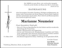 Traueranzeige Marianne Neumeier