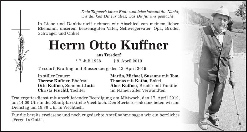 Traueranzeige Otto Kuffner
