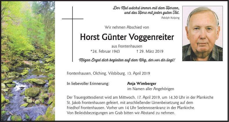 Traueranzeige Horst Günter Voggenreiter
