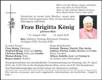 Traueranzeige Brigitta König