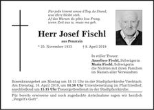 Traueranzeige Josef Fischl