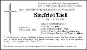 Traueranzeige Siegfried Theil