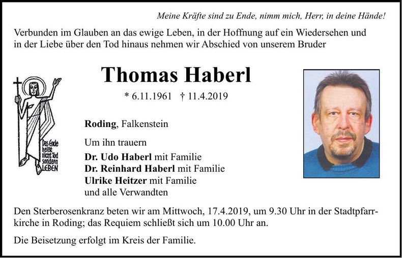 Traueranzeige Thomas Haberl