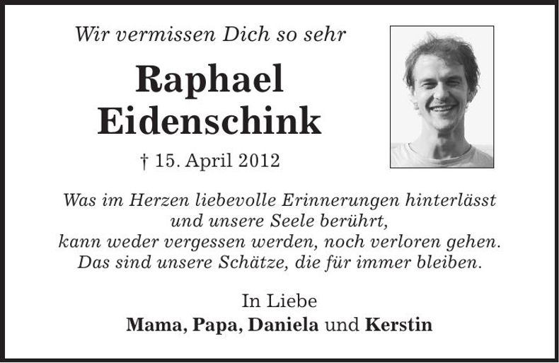 Traueranzeige Raphael Eidenschink
