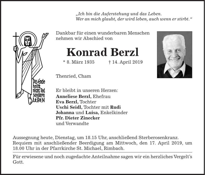 Traueranzeige Konrad Berzl