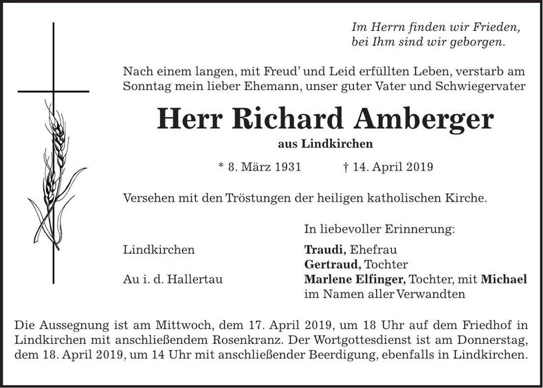 Traueranzeige Richard Amberger