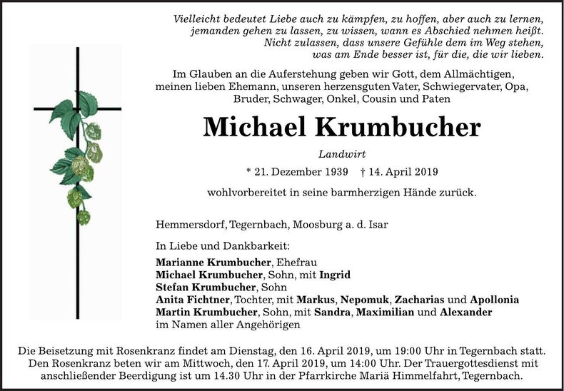 Traueranzeige Michael Krumbucher