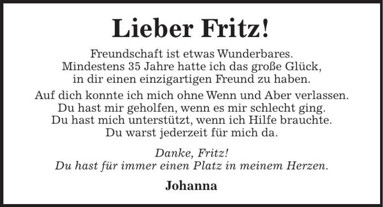 Traueranzeige Fritz Ganser