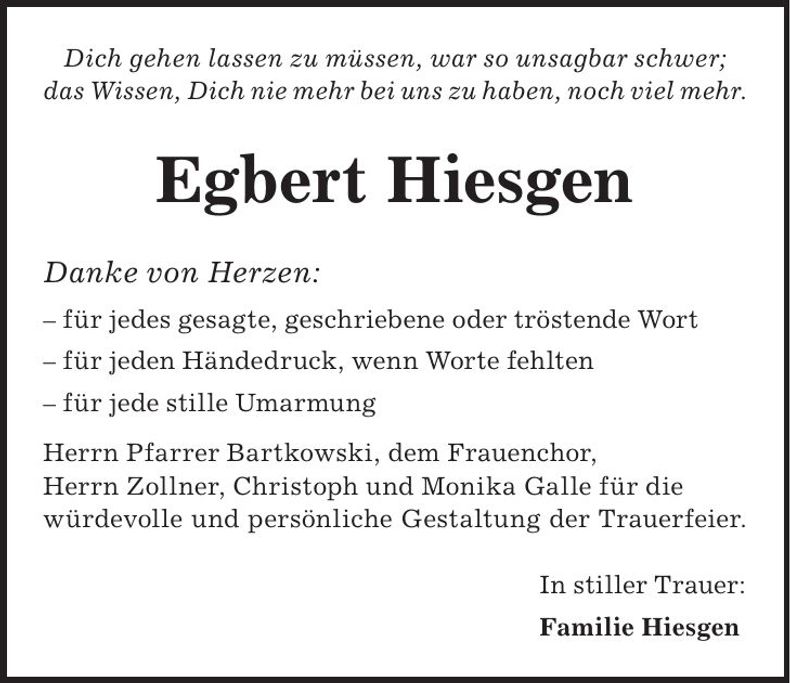 Traueranzeige Egbert Hiesgen