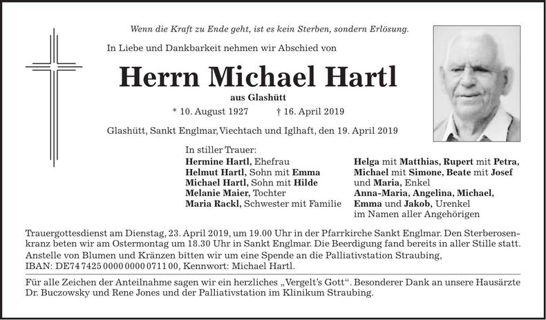 Traueranzeige Michael Hartl