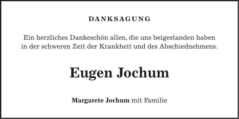 Traueranzeige Eugen Jochum