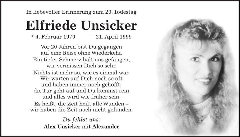 Traueranzeige Elfriede Unsicker