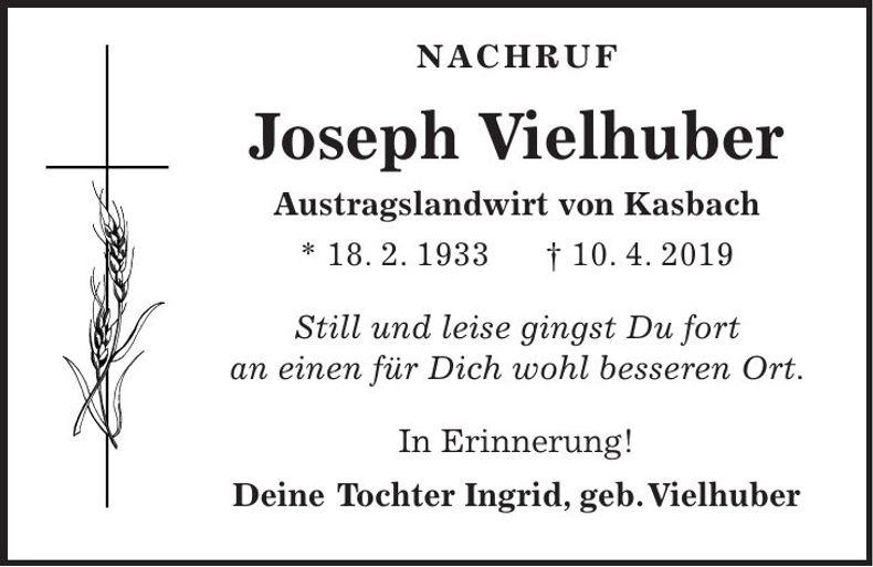 Traueranzeige Josef Vielhuber