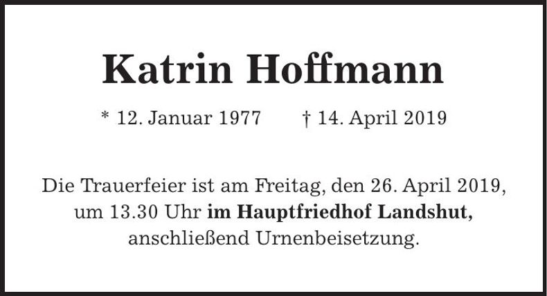 Traueranzeige Katrin Hoffmann