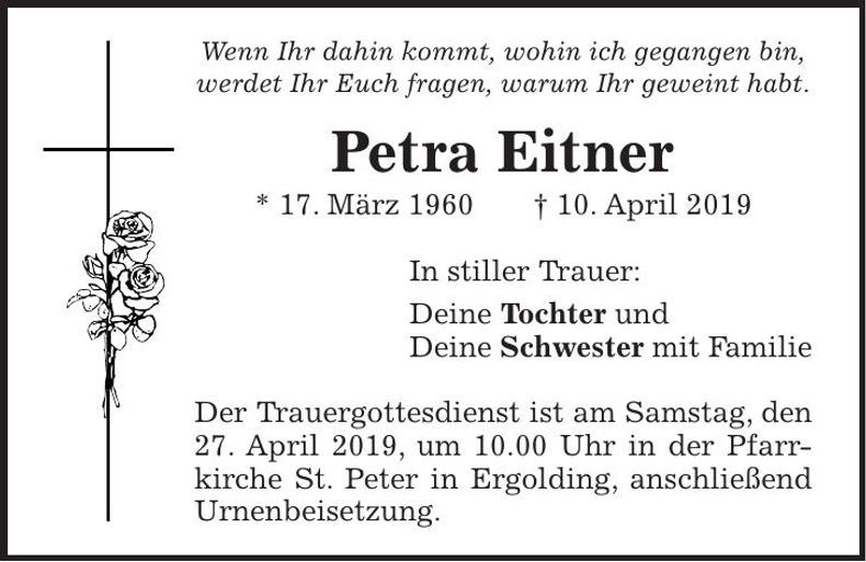 Traueranzeige Petra Eitner