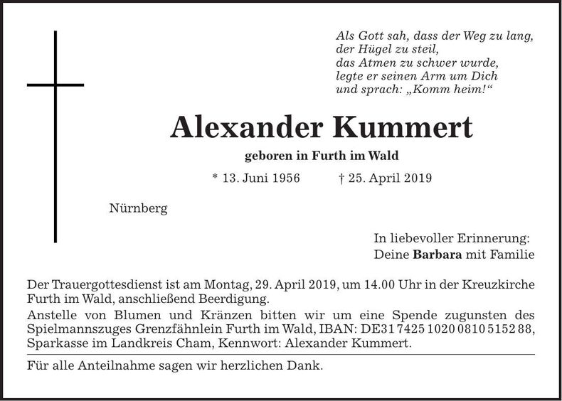 Traueranzeige Alexander Kummert