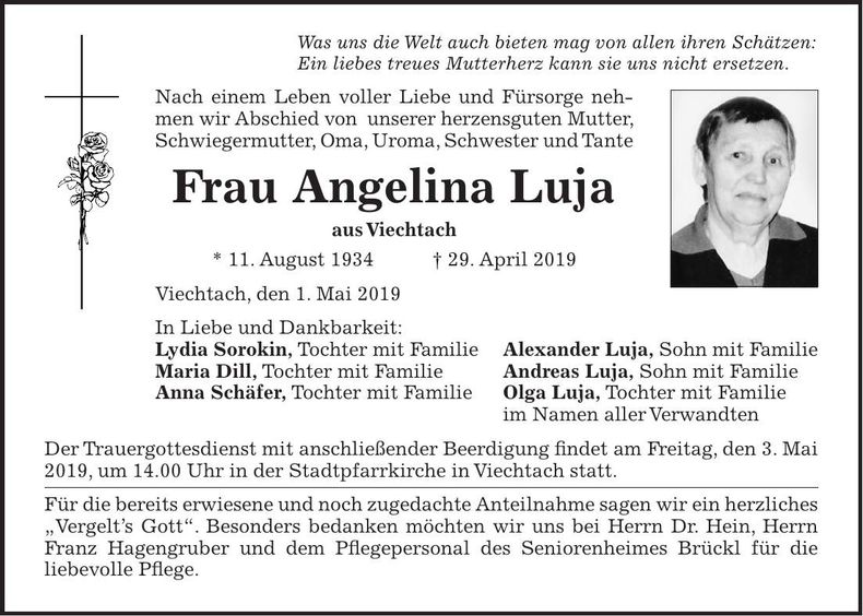 Traueranzeige Luja Angelina
