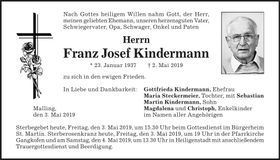 Traueranzeige Franz Josef Kindermann
