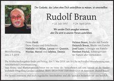 Traueranzeige Rudolf Braun
