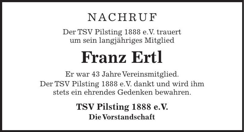 Traueranzeige Franz Ertl