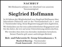 Traueranzeige Siegfried Hoffmann