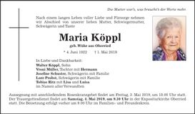 Traueranzeige Anna Köppl