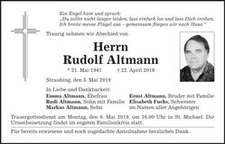Traueranzeige Rudolf Altmann