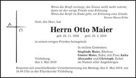 Traueranzeige Otto Maier