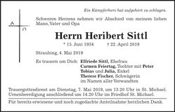 Traueranzeige Heribert Sittl
