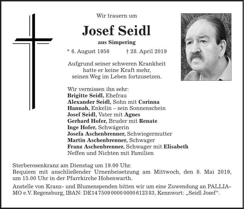 Traueranzeige Josef Seidl