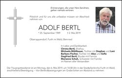Traueranzeige Adolf Bertl