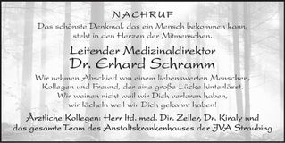 Traueranzeige Dr. Erhard Schramm