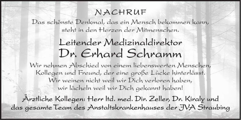 Traueranzeige Dr. Erhard Schramm