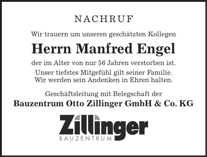 Traueranzeige Manfred Engel